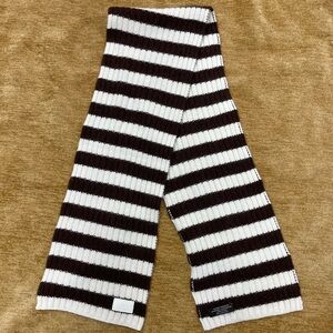 Coach wool blend cream & brown stripe scarf